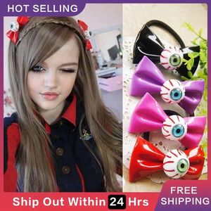 Hårtillbehör Kvinnor Girls Clip Eyeball Demon Punk Bow Hairpin Halloween Cosplay Hairpins Barrette Headwear