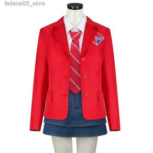 Tema Traje EWS Rebelde Uniforme Escolar para Meninas High School Dent Ternos Jaqueta Vermelha Camisa Saia Gravata Conjuntos Halloween Cos Party Outfits Q240130