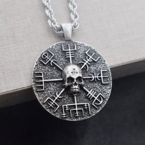 SanLan 12pcs Norse Vikings Gear Vegvisir com colar de caveira amulet296h