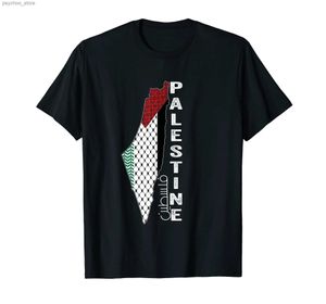 メンズTシャツ100％コットンパレスチナの地図ケフィエのパターンアラビア語のTシャツのパレスチナ女性ユニセックスTシャツS-6XL Q240130