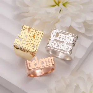 Rings GoldButterfly Gothic Name Ring Personalized Customized Name Ring Hip Hop Men Women Ring Stackable Year Ring Birthday Ring