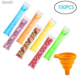 Ice Cream Tools Disposable Popsicle Mold Bags Bpa Free Freezer Tubes with Zip Seals Yogurt Sticks Juice Fruit Smoothies Candy Pops YQ240130