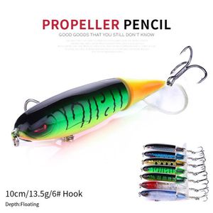 Newup 8pcs pervane traktör balıkçılık cazibesi 13 5g 10cm sert yem yüzer su kalem açık hava topu whopper plopper fishing314y