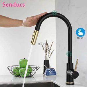 Kitchen Faucets Hot Cold Touch Kitchen Faucets with Pull Down Kitchen Mixer Tap Deck Mounted Sensitive Sensor Touch Kitchen Sink Faucet 240130