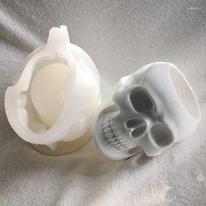 Ferramentas de artesanato forma de crânio vaso de cimento molde caixa de armazenamento de halloween resina moldes de silicone diy vela jar molde de gesso decoração de arte para casa