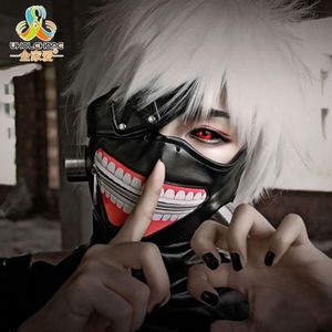 Liquidazione di alta qualità Tokyo Ghoul 2 Kaneki Ken Maschera Maschere con cerniera regolabile Pelle PU Maschera fredda Blinder Anime Cosplay Y200103265G