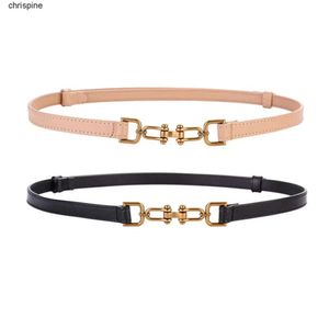 Bälte för Woman Casual Lock Design Elegant Women's Belts äkta kohudbredd 1,4 cm 7 färger