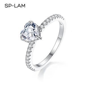 1 quilate coração corte anel de casamento para mulheres em forma de coração diamante banda de noivado prata esterlina promessa anéis de noiva 240122