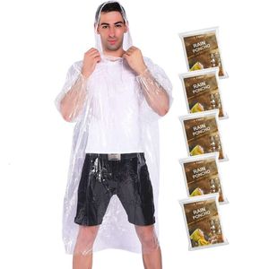 Poncho usa e getta Hagon PRO per adulti con cappuccio con coulisse (set di 10) Set per famiglie di impermeabili usa e getta di emergenza, adatto per adulti, colore trasparente 35