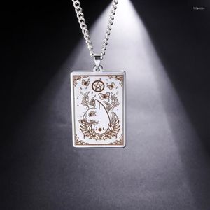 Pendant Necklaces Teamer Witch Cat In The Flowers Magic Circle Butterfly Stainless Steel Jewelry Choker Vintage Gifts For Friend277v