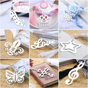 30pcslot rostfritt stål metallbokmärken Crown Cross Snowflake Love High Heel Gift Book Markers 240119