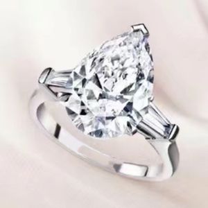 Ring Moissanite Förlovningsring 925 Silver Diamond Set med diamanter officiella reproduktioner Europeiska storlek Crystal Fashion Premium gåvor med ruta 003