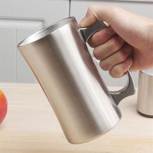 Isolerad kopp rostfritt stål muggar med lock 20oz stor mugg dubbel vägg öl stein tumbler med handtag isolerat öl mug214q