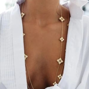 Sets Trendy Geometry Lucky Clover Necklace for Women Girls Daily Party Wedding Dress Fashion Charm Gift High Quality 2023 New