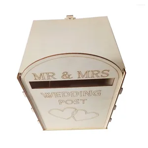Party Supplies Box Wedding Wood Post Mailbox Envelope Gift Rustic förslag Dekorativ brevlåda Donation Nyckel Drop Holder Metal Kommentar