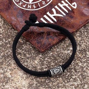 Charm Bilezikler Mkendn Viking Stil El Yapımı Çift Telli Halat Bilezik Paslanmaz Çelik Kelt Knot Runes Musfor Norse Mitoloji 2691