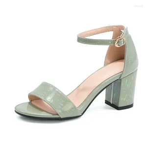 Sandali 2024 cinturino alla caviglia da donna sexy tacco alto quadrato moda punta aperta nero rosa beige bianco estate scarpe da festa femminili