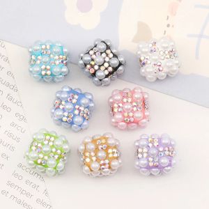 Cloisonne Cordial Design 50Pcs 17*17MM DIY Beads/Hand Made/Rhinestone Effect/Jewelry Findings & Components/Cube Shape/Polymer Clay Bead