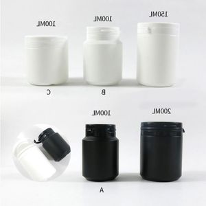 30 x 100ml 150ml 200ml HDPE frascos de comprimidos farmacêuticos brancos sólidos para cápsulas de medicamentos embalagem de recipiente com selo de adulteração Nhepx