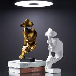 Acessórios de decoração para casa silêncio é estátuas de ouro para decoração estátua de rosto humano escultura abstrata decoração africana casa t200624264g