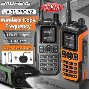 Walkie Talkie Baofeneng UV-21 Pro V2 Talksies 16 km uzunluğunda Tip-C Tip Radyo Radyo Taşınabilir Tri-Band Twoweld