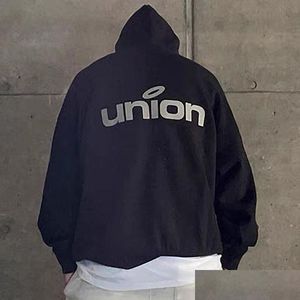 Mens Hoodies Sweatshirts Union Brand Collab. Hoodie Black White Green Casual Fleece Plovers Jumpers Men Women Hip Hop Streetwear Mg210 Ot6Mg