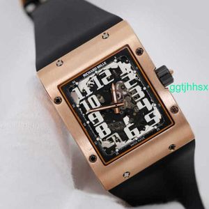 Designer Watch RM Wrist Watch Richardmillle Wristwatch RM016 Men Rose Gold Case Full Hollow Black Carbon Fiber Dial Automatic Mechanical