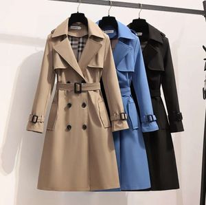 New style bur womens trench coats burbrerys designer mid length windbreaker beige double breasted coat tops brands female jacket clothing Size S-XXXL