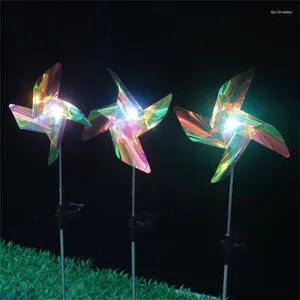 Beautiful Led Lights Outdoor Waterproofing Courtyard Garden Decorative 4-blade Rotating Windmill Lawn