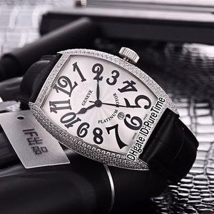 Nova Casablanca 8880 C DT Aço Prata Diamante Moldura Prata Dial Japão Miyota 8215 Relógio Automático Masculino Pulseira de Couro Preto Watches319E