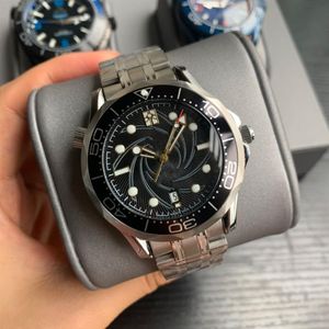 2022 Automatyczny ruch zegarków mechanicznych Blue Ceramic Bezel Diver 300m 007 James Men's Watch Marine Stealless Ste205H