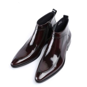 Pointy Genuine Leather Men's Ankle Black Bury Dress Zipper Formal Men Shoes Boots High Qualiti