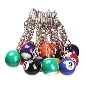 16st Lot Billiard Ball Key Chain Key Ring Round Pendant Car Keychain Charm smycken Fashion Keyrings Accessories Mixed Color269Z