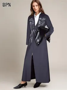 Abiti da donna BPN Streetwear Hit Color Blazer per le donne Scollo a V Manica lunga Patchwork Lace Up Blazer vintage larghi Abbigliamento moda femminile