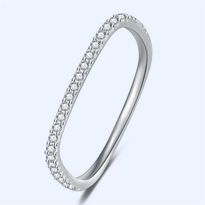 2021 NOWOŚĆ PRZYJMOWA prosta biżuteria prawdziwa 925 Srebrna brutalna Pave White Sapphire CZ Diamond Party Pierścień Women Wedding Pround 262p
