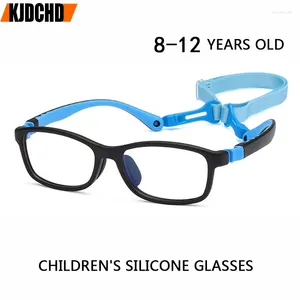 Sunglasses Frames Children Silicone Square Glasses For Kids Boy Clear Lens Tr90 Blue Pink Girl Optical Frame 8-12 Years Old