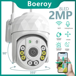 Câmera de segurança externa Pro 2MP HD com mais luz LED WiFi à prova d'água à prova de poeira Smart Home Night Vision Phone App