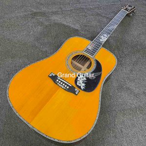 Anpassad solid gran topp ebony fingerboard akustisk gitarr rosenträ baksidan dreadnought body 41 tum acceptera gitarr oem