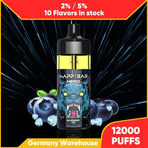 Happ Bar Puff 12000 engångsvapa Vape Desechable Puff 9K 10K 12K 2% 5% Nic Salt Oil Cup Separat Pod Vaporizer EU Warehouse Frakt