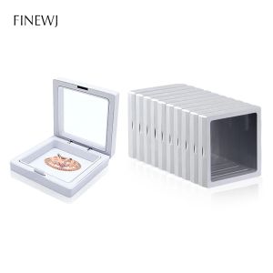 Ringar Bulk Mycket av 10 PE -film Display Box Ring Earring Jewelry Stand Holder Membrane Case Coin Container Floating Presentation Hållare