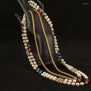 Chains Multi-layer Necklace Hand European And American Retro Beaded Imitation Pearl Three-layer