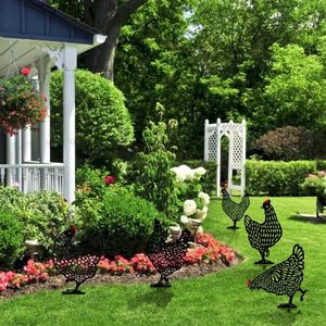 ガーデンデコレーション1 5 PCチキンヤードアート屋外裏庭の芝生ステークメタルヘン装飾高品質の公園の飾り268U