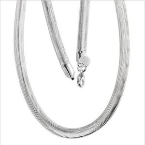 Fashion Plated sterling silver Chains necklace 20INCHS 10MM Flat Snake Necklace DHSN209 925 silver plate Chains jewelry308e