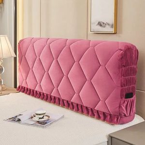 Thicken Plush Head Bed Cover King Queen Size All-inclusive Headboard Cover Bed Back Quilted Velvet Protector Slipcover 240129