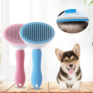 Escova para remoção de pelos de animais de estimação, pente autolimpante para cães e gatos, ferramentas para desmatação de animais de estimação, acessórios para cães