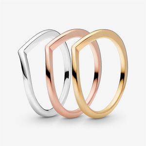 Nytt märke 925 Sterling Silver Polished Wishbone Ring for Women Wedding Rings Fashion Engagement Jewelry Accessories187o