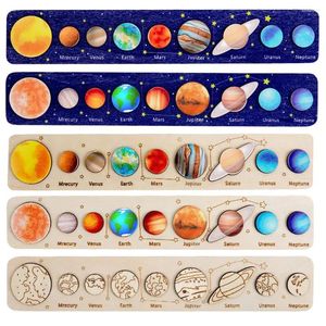 Målningar Träpussel Leksakssolsystem Modell Science Toys Set Montessori Planets Education for Kids Gifts