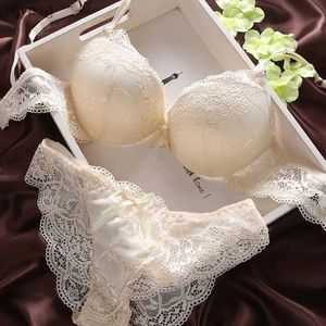 Other Panties Ladies Lingerie Set Bras Cup Sexy Lace Bra Brief Sets Transparent Women Underwear Black Embroidery Bow YQ240130