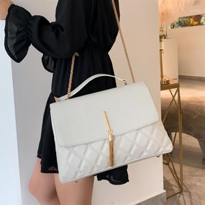 Retro Lingge Chain Big Facs Handbags Women Counter Counter Facs Pu Leather Crossbody Bag Based Lady Lady New314G