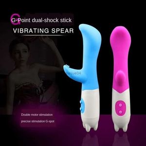 Vibratori G-spot Coniglio Doppio vibratore per donna Strapon Masturbazione Stimolatore clitorideo Dildo Impermeabili ricaricabili Giocattoli adulti del sesso